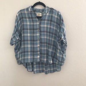 Anthropologie Holding Horses Plaid High Low Blouse